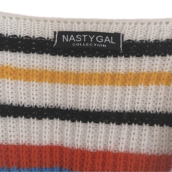 Nasty Gal I'll be Just Line Striped Cropped Cardigan Sweater Size Small - Picture 6 of 6